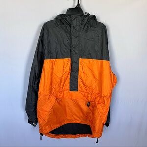 REI Gore-Tex Anorak Pullover Windbreaker Jacket, Vintage, Black and Orange